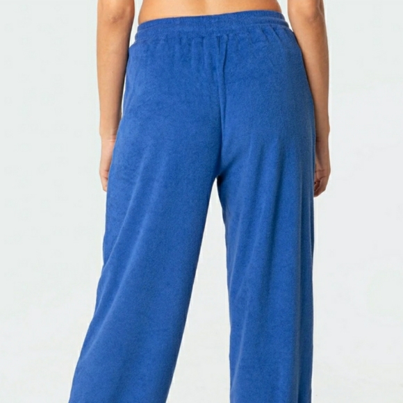 Edikted Abby Royal Blue Terrycloth Sweatpants / Lounge Pants - Picture 6 of 7